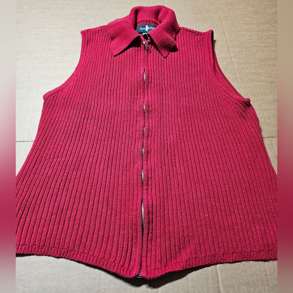 Hunt Club‎ Red Vest 100% Cotton Full Zip Up Layering Size Extra Large XL (16-18)